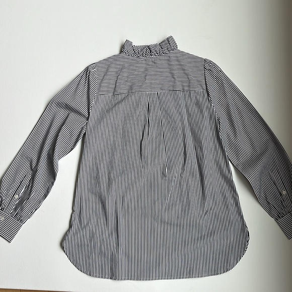 COPY - J.Crew Ruffle-Front Classic-Fit Boy Shirt In Stripe-NWT-Black -MEDIUM - Picture 6 of 8